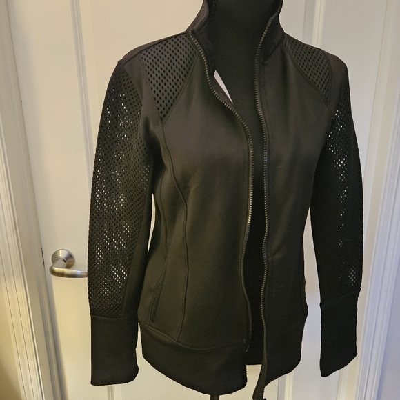90 Degree By Reflex Black Bomber Jacket with Perforated Sleeves - Picture 1 of 9